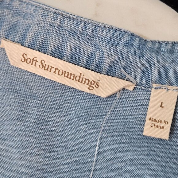 NWT! Soft Surroundings Twyla Tunic Shirt Denim Large Button Down Long Sleeve - Picture 8 of 10